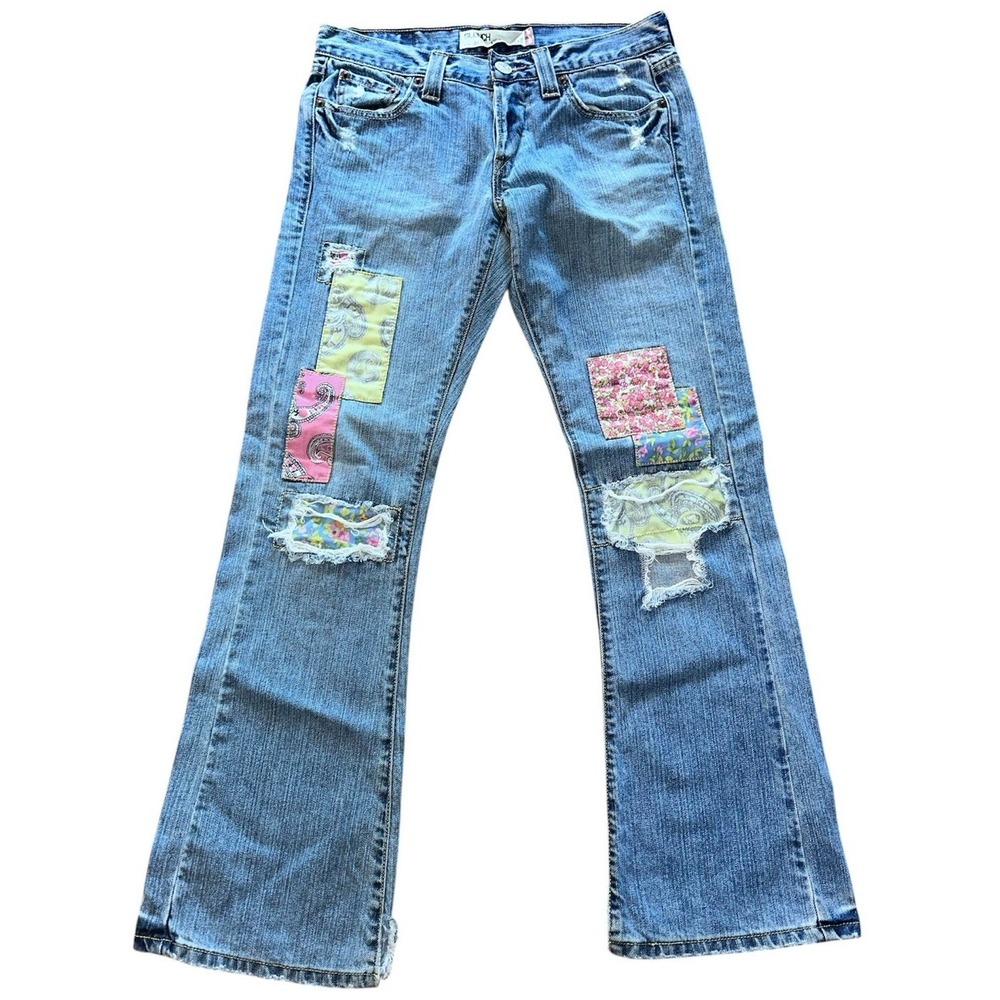 Vintage Woman's Levi Jeans Bootcut 513 Slouch Fit Size 5M Floral Patch